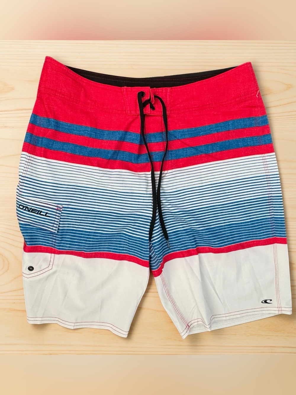 O'Neill Red White Blue Drawstring America 250 USA Men Swim Board Shorts 32